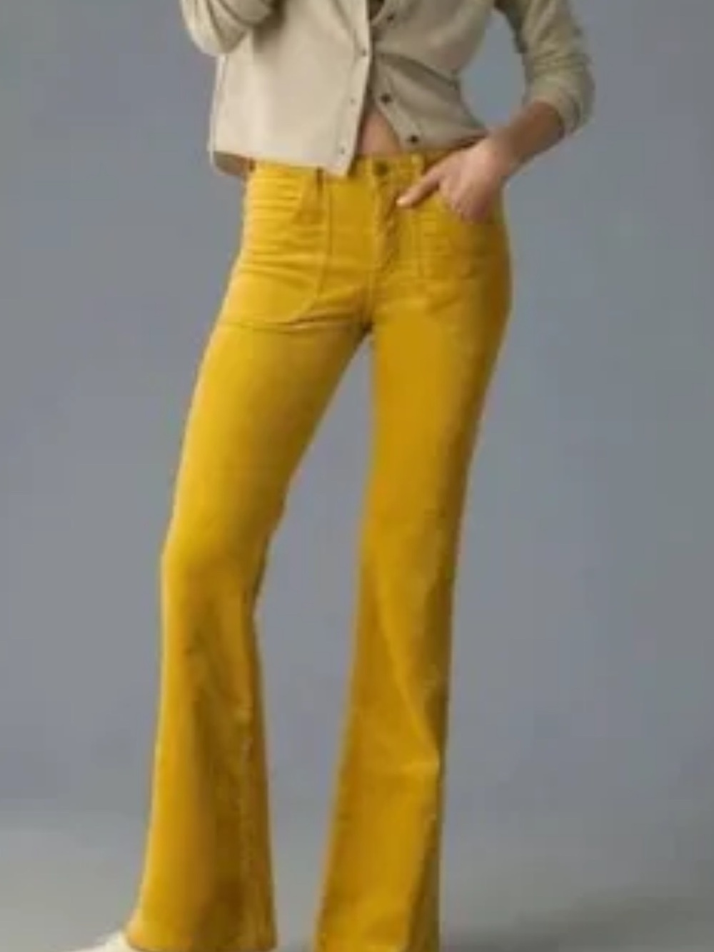 Pilcro Women’s Mustard Yellow High-Rise Flared Jeans